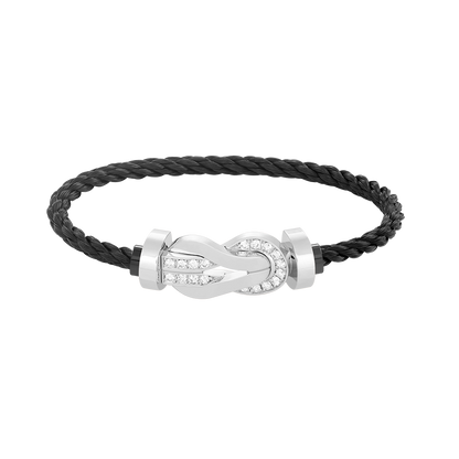 [AuraEcho]CHANCE LARGE 8 FIGURE BUCKLE HALF DIAMOND BRACELET SILVER