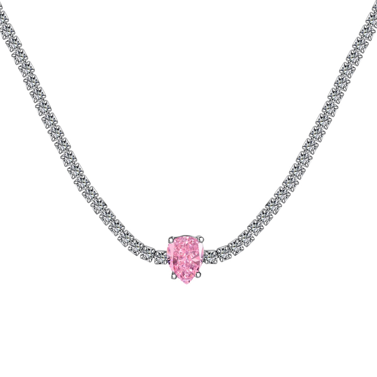 [AuraEcho]1.0 carat Unique Pear Cut Tennis Necklace