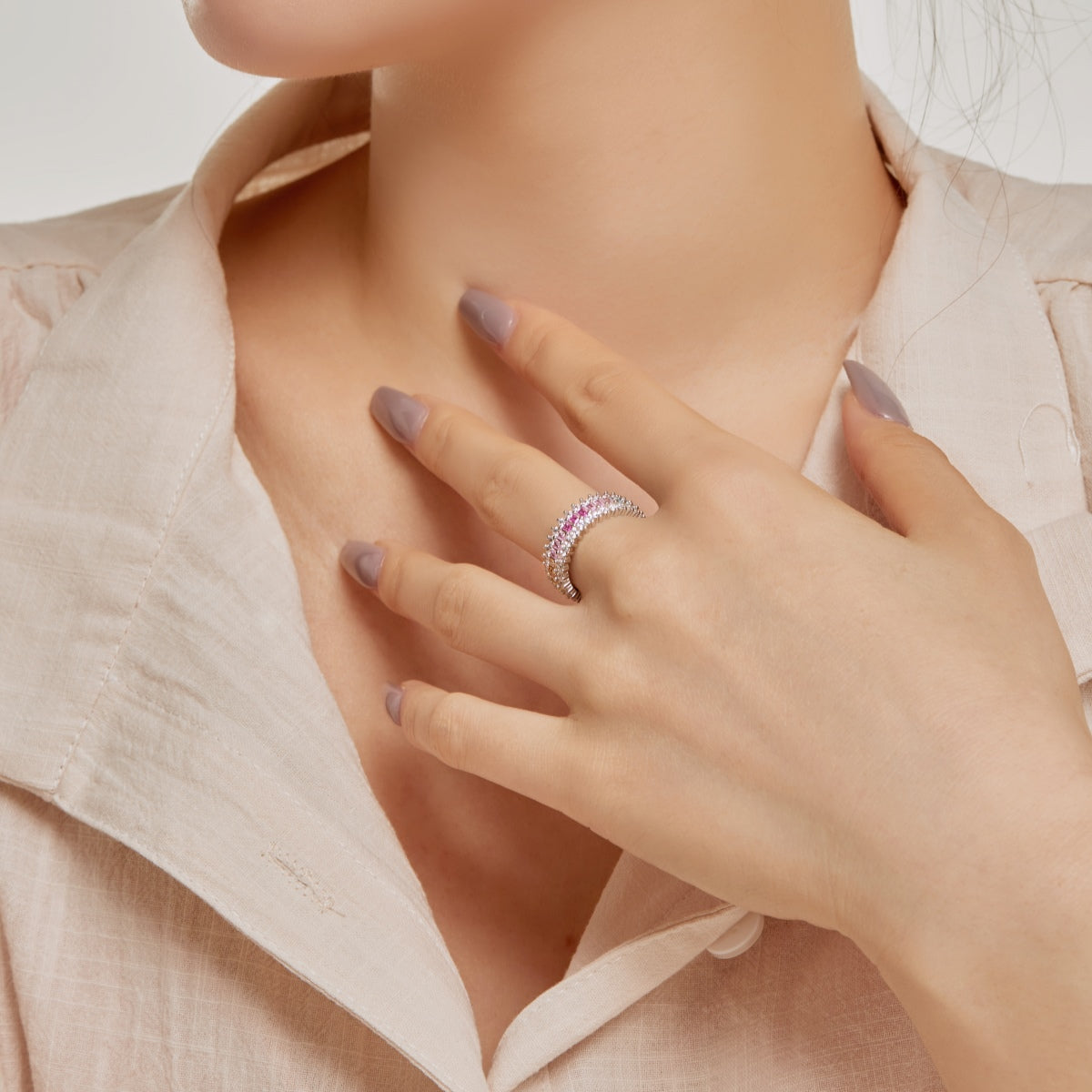 [AuraEcho]Ornate Colorful Radiant Cut Daily Ring