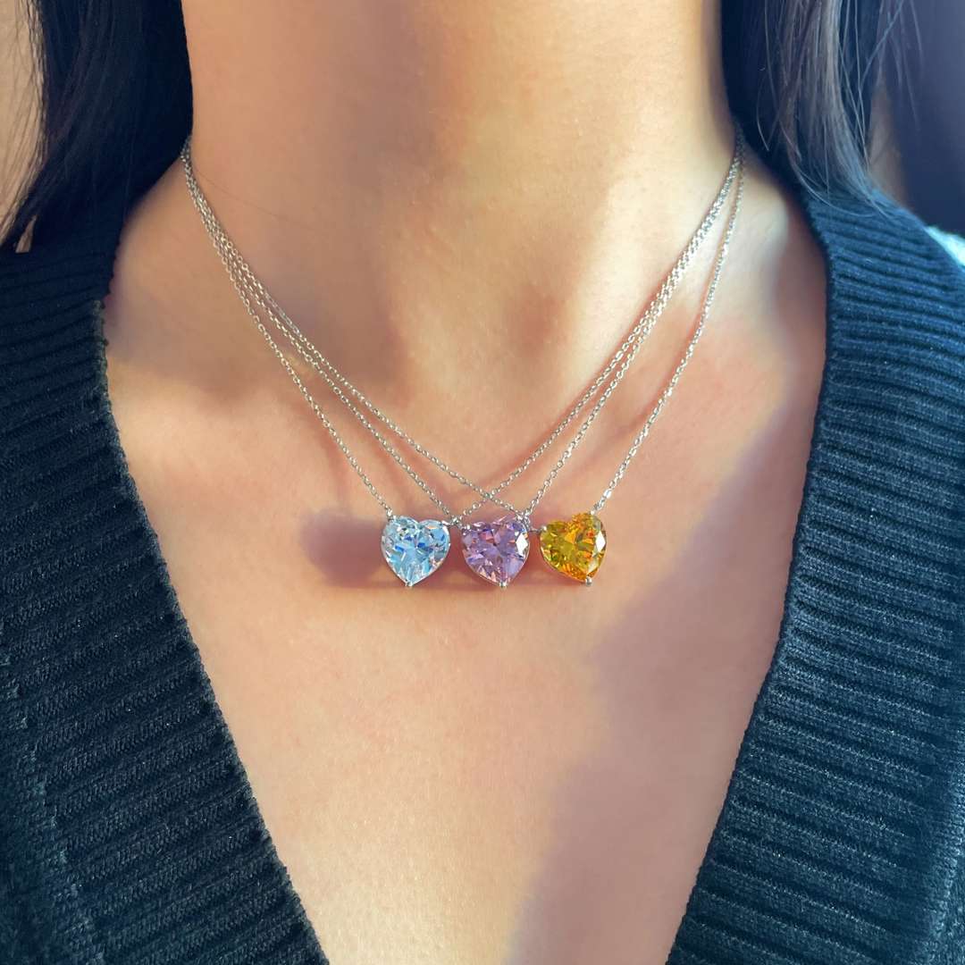 [AuraEcho]6.0 carat Radiant Heart Shape Necklace