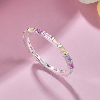 [AuraEcho]Exquisite Multicolored Emerald Cut Daily Ring