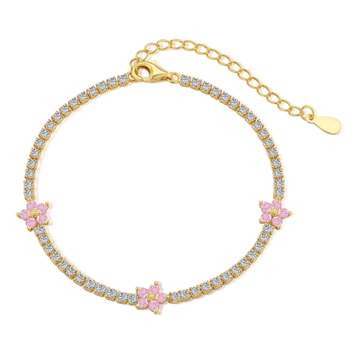 [AuraEcho]Sparkling Flower Shape Tennis Bracelet