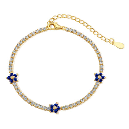 [AuraEcho]Sparkling Flower Shape Tennis Bracelet