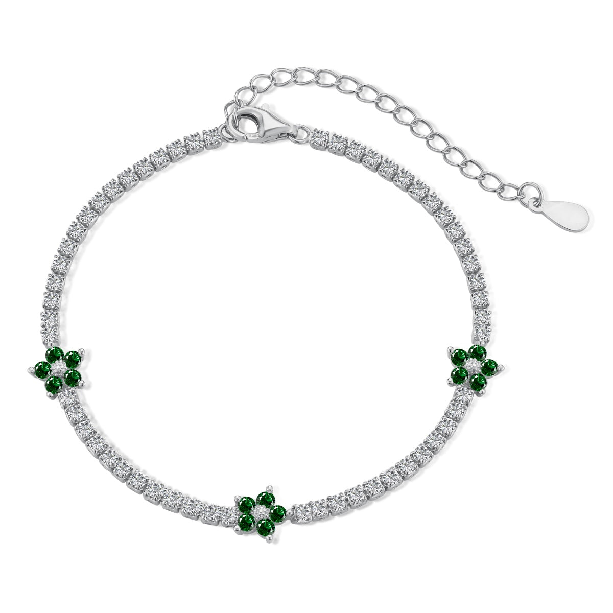 [AuraEcho]Sparkling Flower Shape Tennis Bracelet