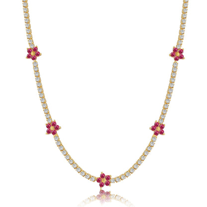 [AuraEcho]Luxurious Colorful Flower Tennis Necklace