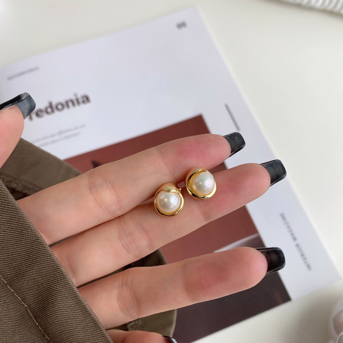 [AuraEcho]Dainty Bread Pearl Earrings