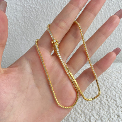 [AuraEcho]Delicate Round Shape Tennis Necklace
