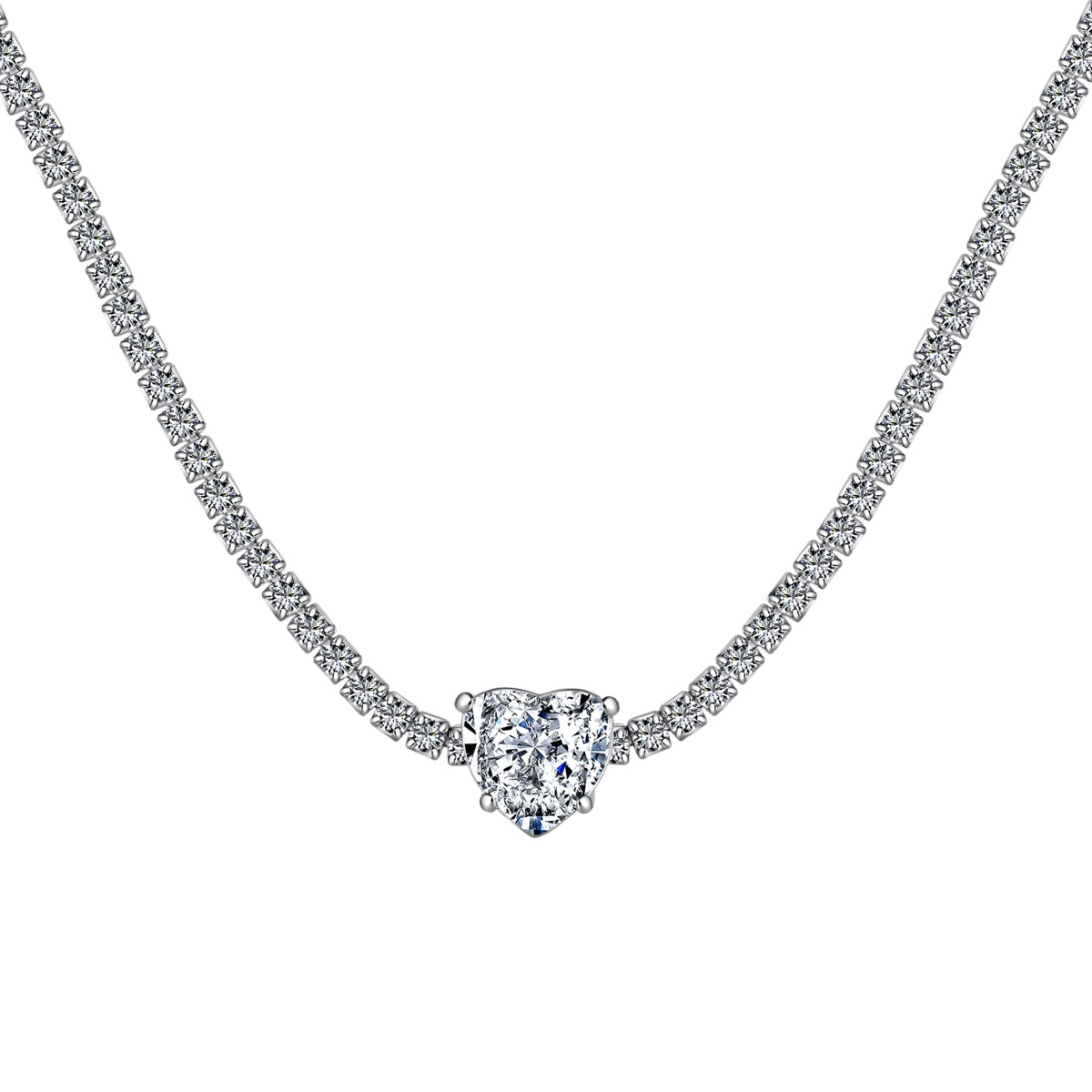 [AuraEcho]2.0 Carat Sparkling Tennis Heart Cut Necklace