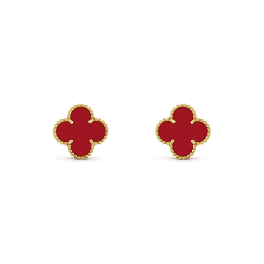 [AuraEcho]CLOVER MINI 9.5MM CARNELIAN EARRINGS
