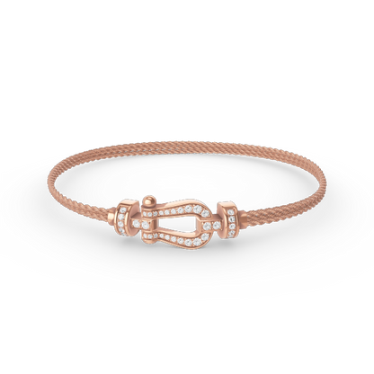 [AuraEcho]FORCE SMALL HORSESHOE  DIAMOND CHAIN ROPE BRACELET