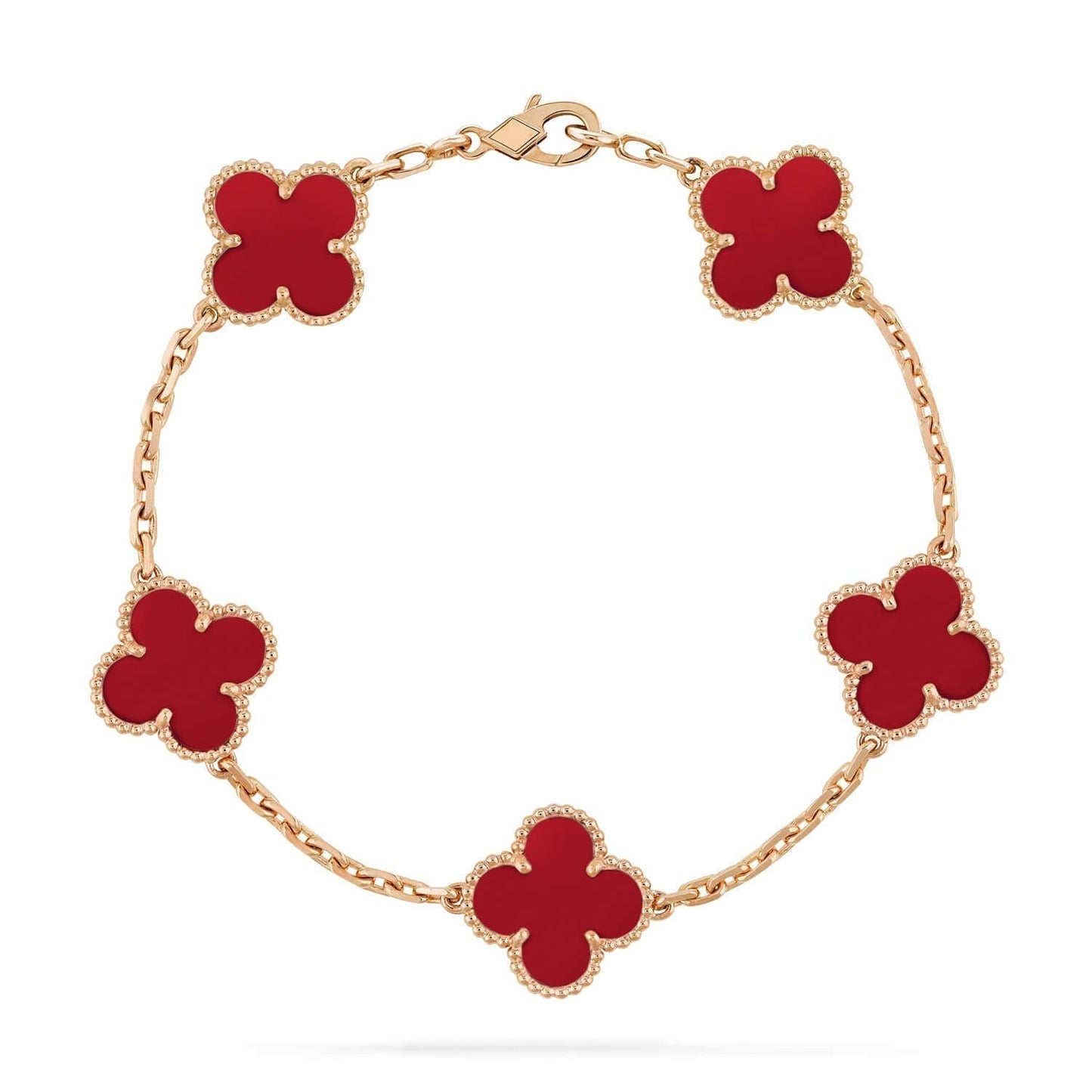 [AuraEcho]CLOVER 5 MOTIFS RED AGATE  BRACELET