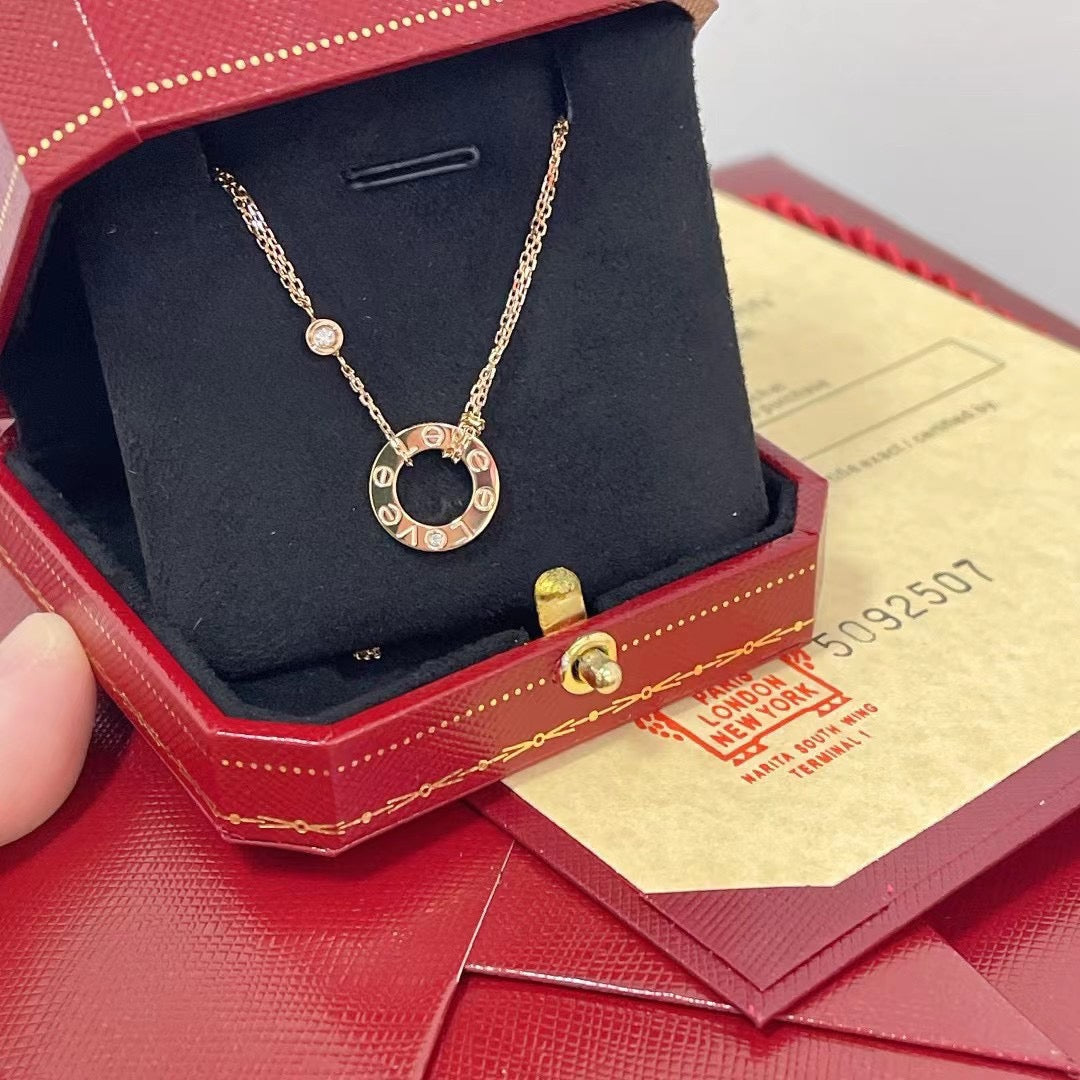 [AuraEcho]LOVE NECKLACE 16MM 2 DIAMONDS