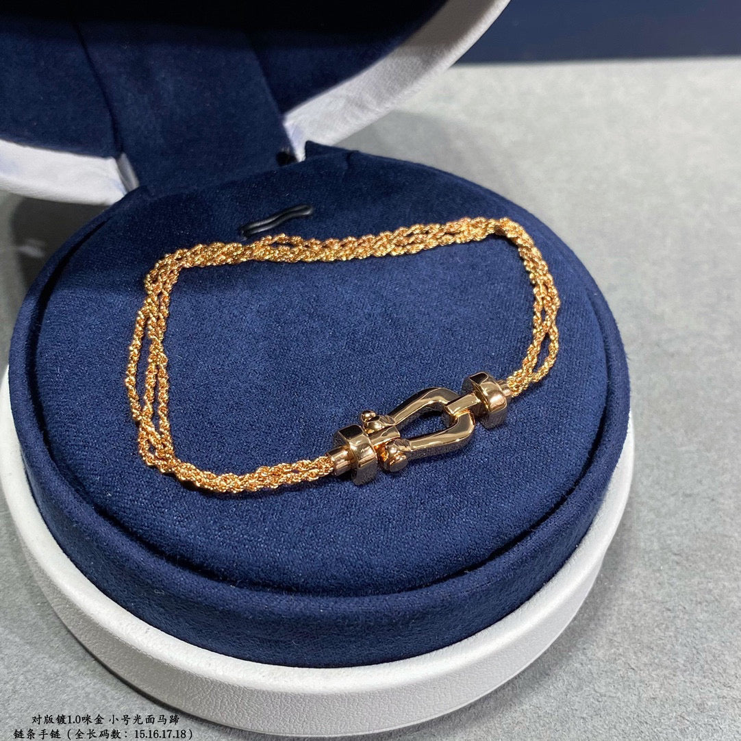 [AuraEcho]FORCE SMALL HORSESHOE  DIAMOND CHAIN ROPE BRACELET