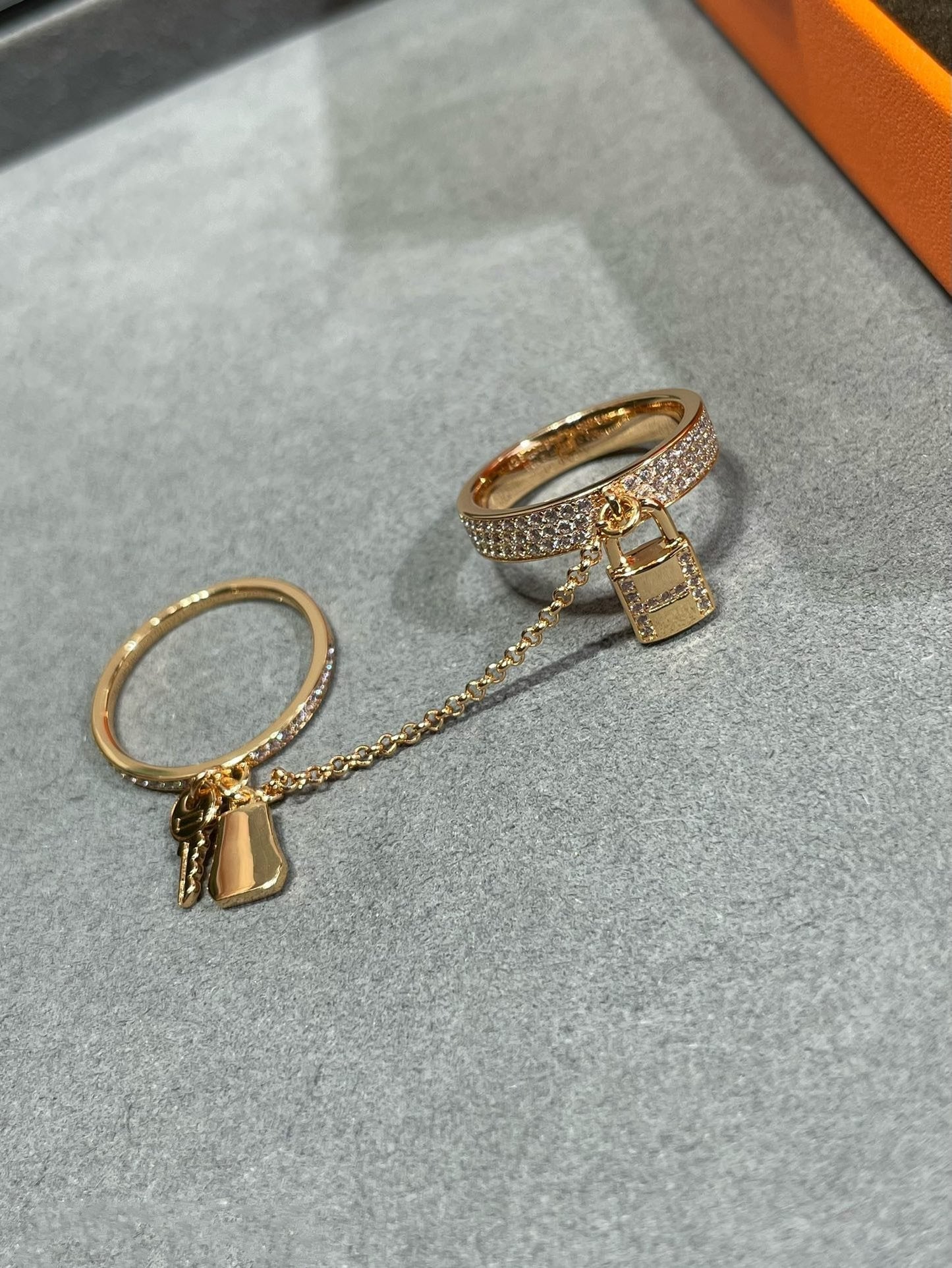 [AuraEcho]HM KELLY CLOCHETTE DOUBLE RING IN  WITH DIAMONDS