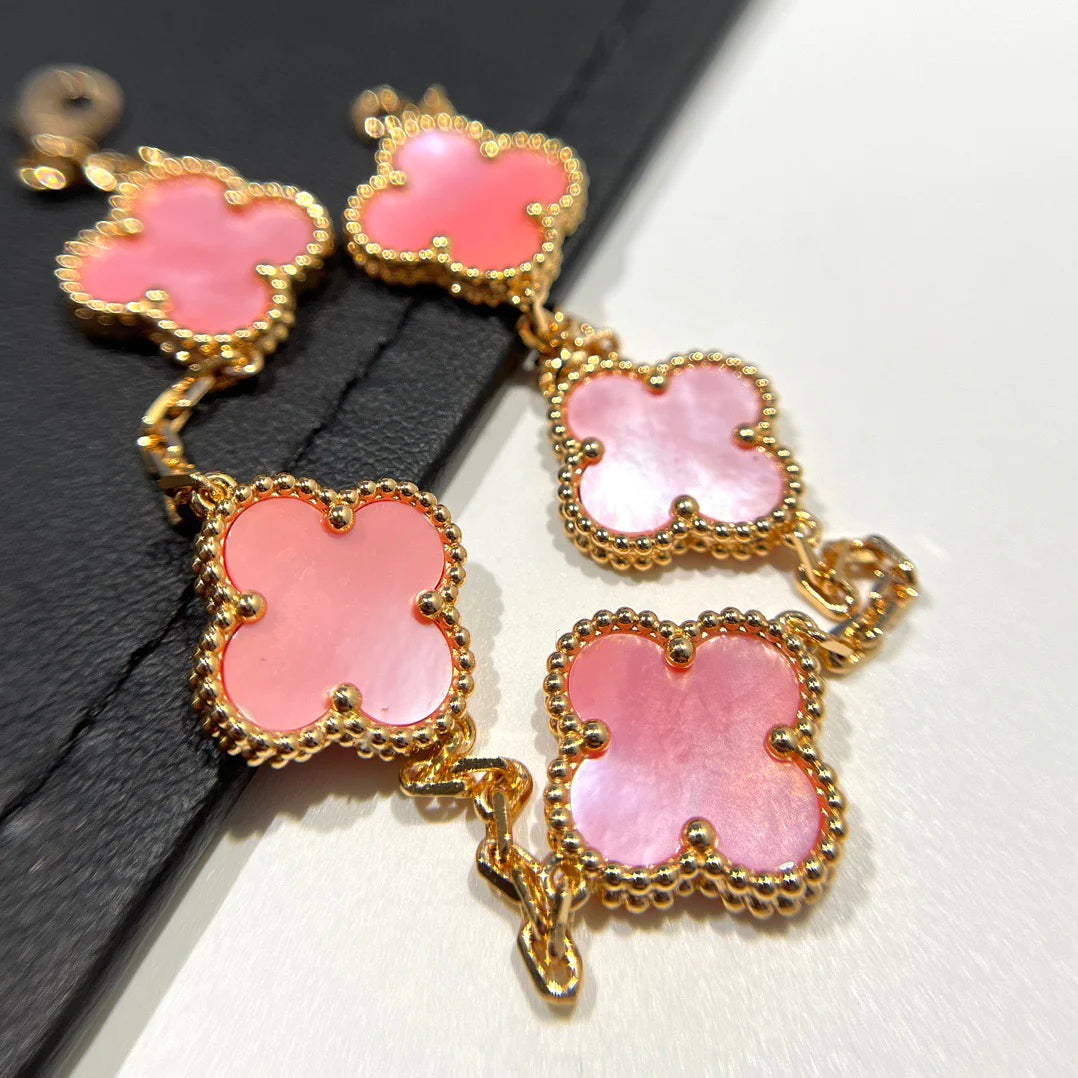 [AuraEcho]CLOVER 5 PINK MOP BRACELET