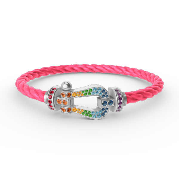 [AuraEcho]FORC LARGE HORSESHOE  COLORED DIAMOND BRACELET SILVER