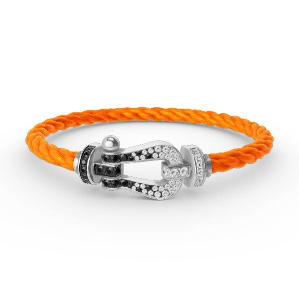 [AuraEcho]FORCE LARGE HORSESHOE BLACK WHITE DIAMOND BRACELET SILVER