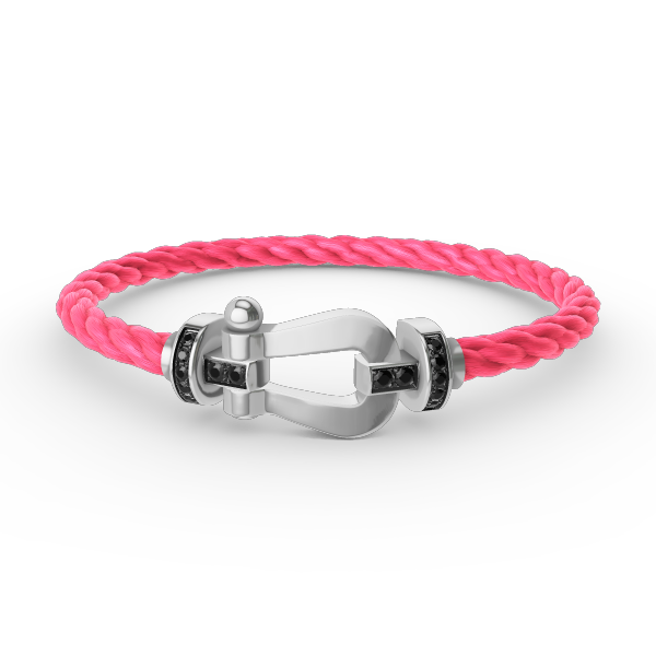 [AuraEcho]FORCE LARGE HORSESHOE BLACK DIAMOND BRACELET SILVER