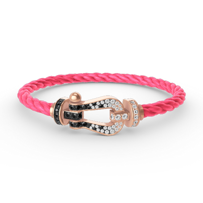 [AuraEcho]FORCE LARGE HORSESHOE BLACK WHITE DIAMOND BRACELET ROSE GOLD