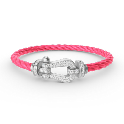 [AuraEcho]FORCE LARGE HORSESHOE FULL DIAMOND BRACELET SILVER