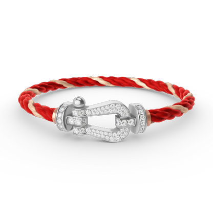 [AuraEcho]FORCE LARGE HORSESHOE FULL DIAMOND BRACELET SILVER